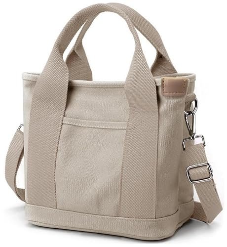 Mała torba typu tote z zamkiem błyskawicznym torba na ramię dla kobiet płócienna torba crossbody, torba na ramię, torba hobo, torba kurierska 2023, Jasny Khaki, Small