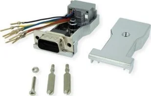 Roline Adapter AV DB9 męski-RJ45 żeński 8P/8C 8 żył, srebrny - Złącza, przejściówki, adaptery - miniaturka - grafika 1