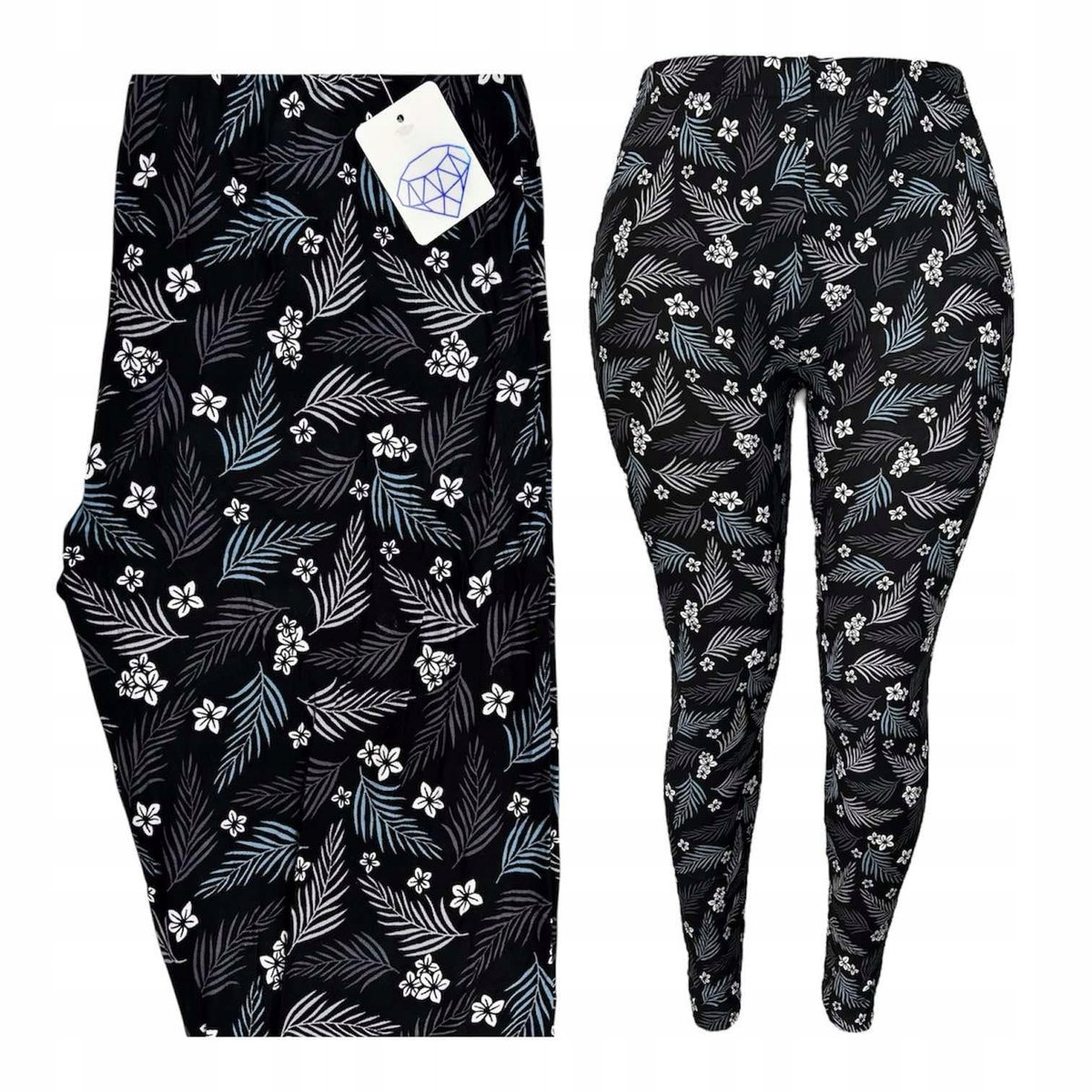 LEGINSY WYSOKI STAN KWIATY wygodne elastyczne miękkie kryjące 54 56 7XL 8XL