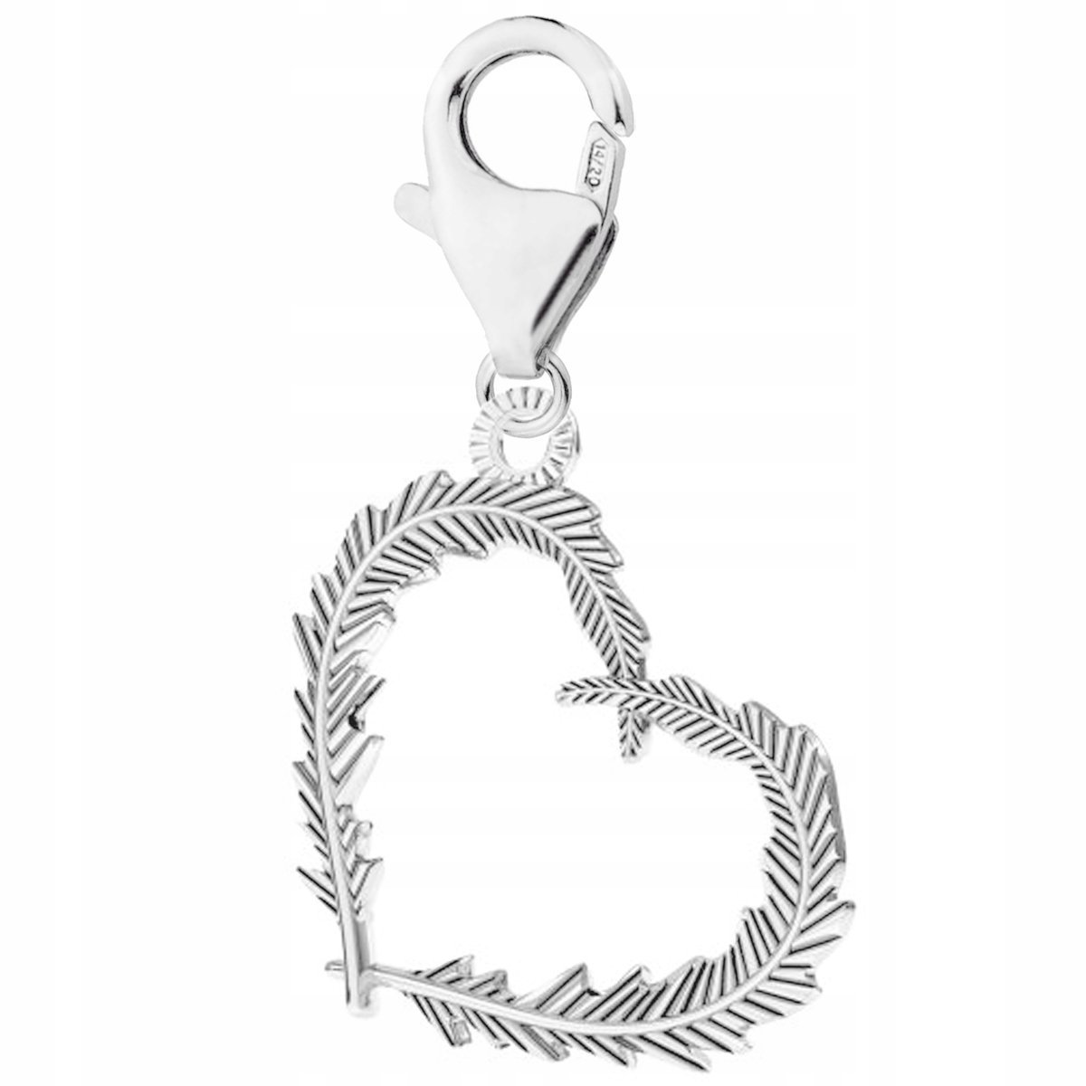 Zawieszka Srebrna Serce z Piór z Piórem Piórkiem Pióro Piórko SREBRO 925