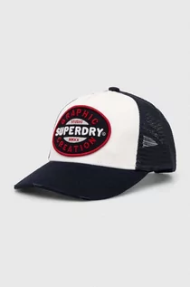 Czapki damskie - Superdry czapka z daszkiem kolor granatowy z aplikacją W9010176A-98T - grafika 1