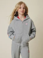 Bluzy dla dziewczynek - 4F Bluza dresowa regular z kapturem dziewczęca - szara 164 (13-14 lat) - miniaturka - grafika 1