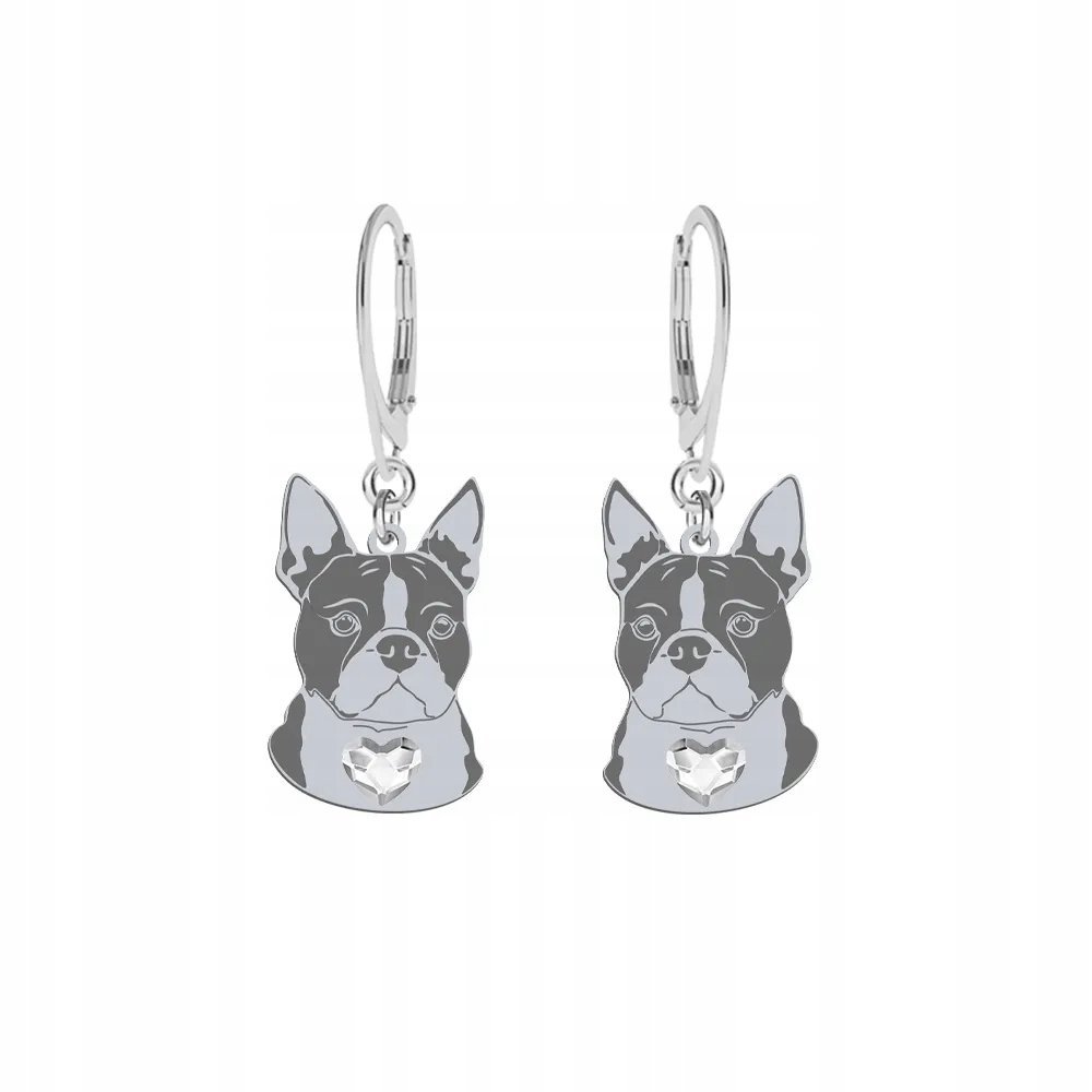 Kolczyki Boston Terrier Srebro 925 Kobieta Prezent Biżuteria GRAWER GRATIS