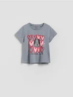 Bluzki dla niemowląt - Reserved - Bawełniany t-shirt z nadrukiem - jasnoszary - miniaturka - grafika 1