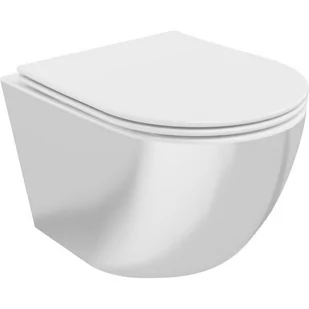 Mexen Lena miska wc Rimless z deską wolnoopadającą slim, duroplast, biała/srebrna - Miski WC - miniaturka - grafika 1