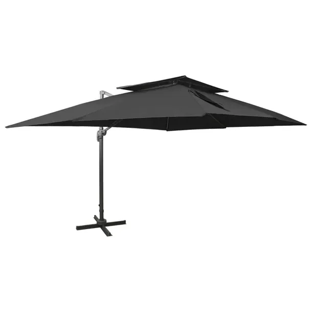 Parasol ogrodowy wiszący z mechanizmem obrotowym 360 stopni, 400x300x274 c