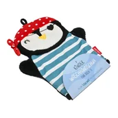 Girlandy - Dekohelden24 Myjka/rękawica do mycia dla dzieci z pętelką, motyw: pingwin, 100% bawełna, wymiary wys./szer. ok. 24 x 20 cm, 24 cm - miniaturka - grafika 1