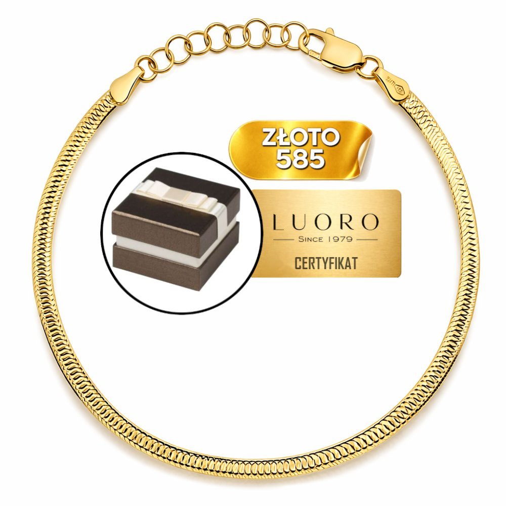 ZŁOTA BRANSOLETKA 585 14K JEDNOSTRONNIE DIAMENTOWANA 2,5 MM 17+2,5 CM REGULOWANA