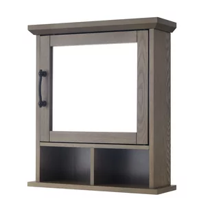Teamson Home Russell Drewniana łazienkowa ścienna lustrzana szafka na leki 15,2 cm x 45,7 cm x 52,3 cm Dąb solny EHF-F0015 - Szafki łazienkowe - miniaturka - grafika 1