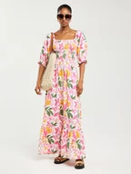 Sukienki - BIG STAR Sukienka "Dinova" w kolorze białym ze wzorem - miniaturka - grafika 1