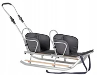 Sanki i ślizgacze - Polskie SANKI DUO SREBRNE MATERACYK GRAFITOWY dla dzieci Bliźniaki MOCNE - miniaturka - grafika 1