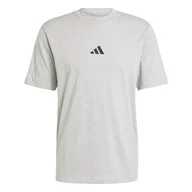 Koszulki męskie - adidas Mężczyźni ESSENTIALS SMALL LOGO SINGLE JERSEY TEE, medium grey heather/black, XXL - miniaturka - grafika 1