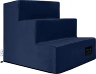 Pozostałe akcesoria dla psów - PETTO Takai 3 Velvet Schodki dla psa stopnie granatowe - miniaturka - grafika 1