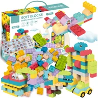 Klocki - Klocki konstrukcyjne MIĘKKIE SENSORYCZNE DUŻE Soft Blocks ZESTAW XXL 86 el ZESTAW KLOCKÓW DLA DZIECI - miniaturka - grafika 1
