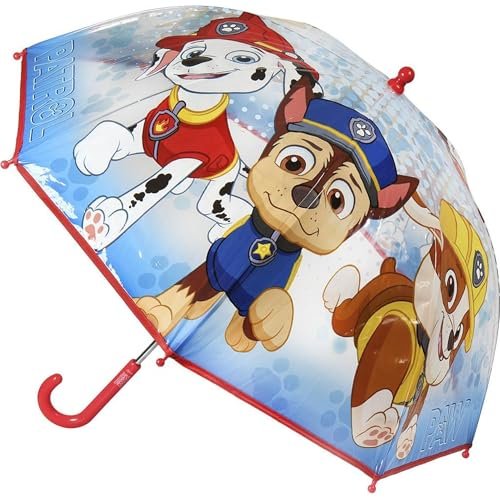 CERDÁ LIFE'S LITTLE MOMENTS Parasol dla dzieci z motywem Psiego Patrolu, kolorowego wzornictwa firmy Chase, Marshall i Skye – odporny na wiatr parasol dziecięcy z bezpiecznym otworem na rękę i