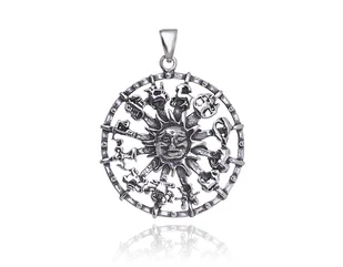 Srebrny Wisiorek Słońce Znaki Zodiaku Srebro 925 - Wisiorki - miniaturka - grafika 1