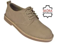 Półbuty męskie - Półbuty męskie skórzane beżowe JK/P-4-601 zamszowe sznurowane roz. 43 - miniaturka - grafika 1
