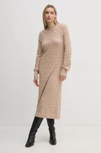 Pepe Jeans sukienka HAILEY DRESS kolor beżowy midi prosta PL953588 - Sukienki - miniaturka - grafika 1