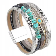 Bransoletki - Bransoletka damska boho magnetyczna wielowarstwowa modna prezent - miniaturka - grafika 1