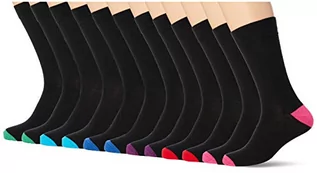 Skarpetki męskie - FM London (12-pak) Unisex super miękkie skarpety do łydki, męskie skarpety i damskie skarpety z oddychającą, odporną na zapachy konstrukcją, czarne bawełniane skarpety ze stretchem z kolorowymi - grafika 1