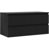 Szafki łazienkowe - Mexen Rivel szafka łazienkowa podumywalkowa 100 cm z blatem, 2 szuflady, ryflowana , czarna mat - 91A20-10047-2-BFFC71 - miniaturka - grafika 1