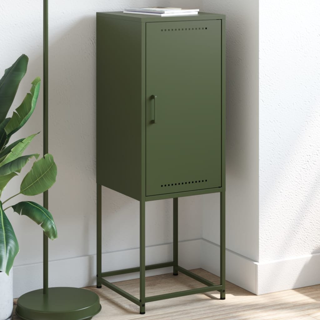 vidaXL Szafka, oliwkowa, 36x39x107 cm, stal