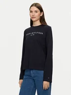 Bluzki damskie - Tommy Hilfiger Bluzka Logo WW0WW43620 Granatowy Regular Fit - miniaturka - grafika 1