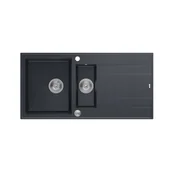 Zlewozmywaki - QUADRON Zlewozmywak EVAN 156 czarny, elementy stalowe, k.pneum. HQE5510050U8_BS_P2O0 - miniaturka - grafika 1