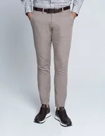 Spodnie męskie - spodnie alcamo beżowy slim fit - miniaturka - grafika 1