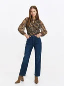 Spodnie damskie - Granatowe jeansy o prostym fasonie - miniaturka - grafika 1