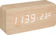 Zegary - Atmosphera Budzik drewniany Gamiel, termometr, alarm, 15 x 4 x 7 cm - miniaturka - grafika 1