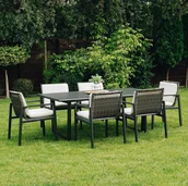 Meble ogrodowe - Zestaw jadalniany do ogrodu LOTUS Dining Dark Grey 6+1 - FURRORE - miniaturka - grafika 1