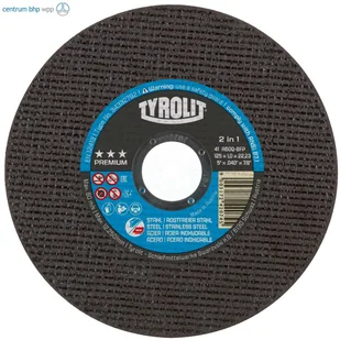 TARCZA DO CIĘCIA TYROLIT PREMIUM 2W1 125x1,0x22,23 A60Q-BFP (OP=25SZT.) - Tarcze do pił - miniaturka - grafika 1