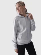 Bluzy damskie - Bluza dresowa rozpinana z kapturem damska 4F 4FWMM00TSWSF1467-27M Szary - miniaturka - grafika 1