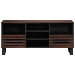 vidaXL Szafka pod TV brązowa 100x34x46 cm lite drewno mango - Szafki RTV - miniaturka - grafika 1