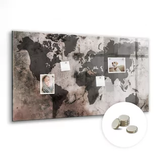 Bezramowa Tablica Magnetyczna ze Szkła - 120x60 cm, Mapa świata beton - Tablice i flipcharty - miniaturka - grafika 1