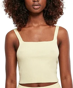 Urban Classics Women's Ladies Cropped Knit Top T-Shirt, softyellow, M - Koszulki i topy damskie - miniaturka - grafika 1