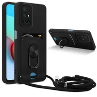 Etui i futerały do telefonów - Łańcuszek na telefon Cadorabo z funkcją podstawki dla Xiaomi RedMi 10 4G w kolorze CZARNYM - silikonowe etui ochronne z regulowanym paskiem na sznurek - miniaturka - grafika 1