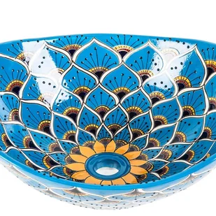 Meksykańska ceramiczna umywalka nablatowa z reliefem Azura Prima – owalna umywalka wolnostojąca 46 x 38 x 15 cm Umywalka Talavera z wzorami - Umywalki Meksykańska ceramiczna umywalka nablatowa z reliefem Azura Prima – owalna umywalka wolnostojąca 46 x 38 x 15 cm Umywalka Talavera z wzorami - Umywalki - miniaturka - grafika 1