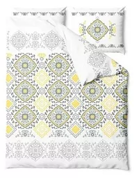 Zaratex Pościel satynowa 220x200 Sunshine Glamour biała żółta szara ornamenty orientalna Home Satin 1 - Pościel - miniaturka - grafika 1