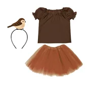 Stroje karnawałowe - ZESTAW WRÓBELEK BRĄZOWY 98-110 4el - miniaturka - grafika 1
