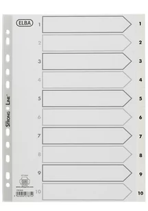 Przekładki numeryczne Elba Strong Line, A4, białe, 10 sztuk - Przekładki do segregatorów - miniaturka - grafika 1