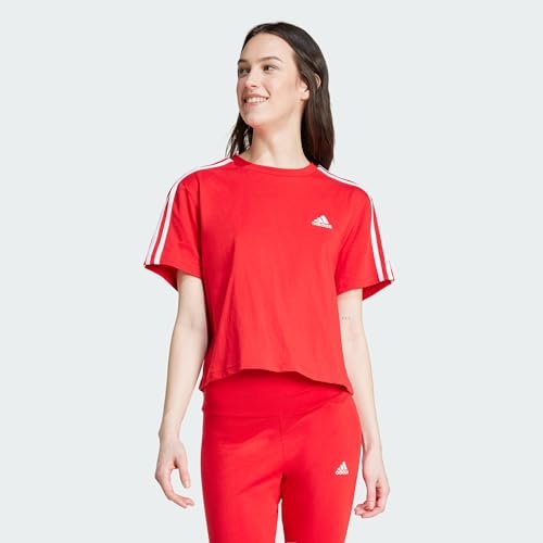 adidas Kobiety Essentials 3-Stripes Single Jersey Crop Top, better scarlet, XS