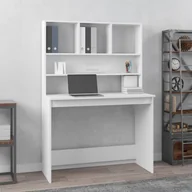 Biurka - The Living Store Biurko z półkami - białe - 102x45x148 cm - materiał drewnopochodny - Biurko - miniaturka - grafika 1