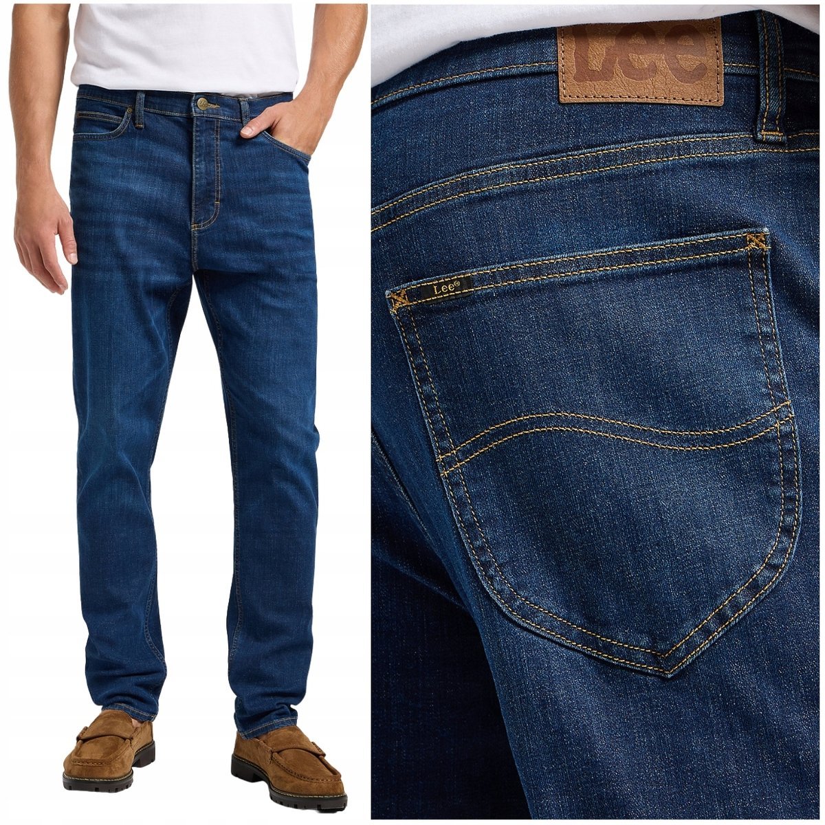 Lee AUSTIN REGULAR TAPERED Deep Ocean klasyczne spodnie jeansowe W30 L34
