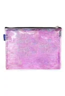 Piórniki - Saszetka na zamek różowa przezroczysta - miniaturka - grafika 1