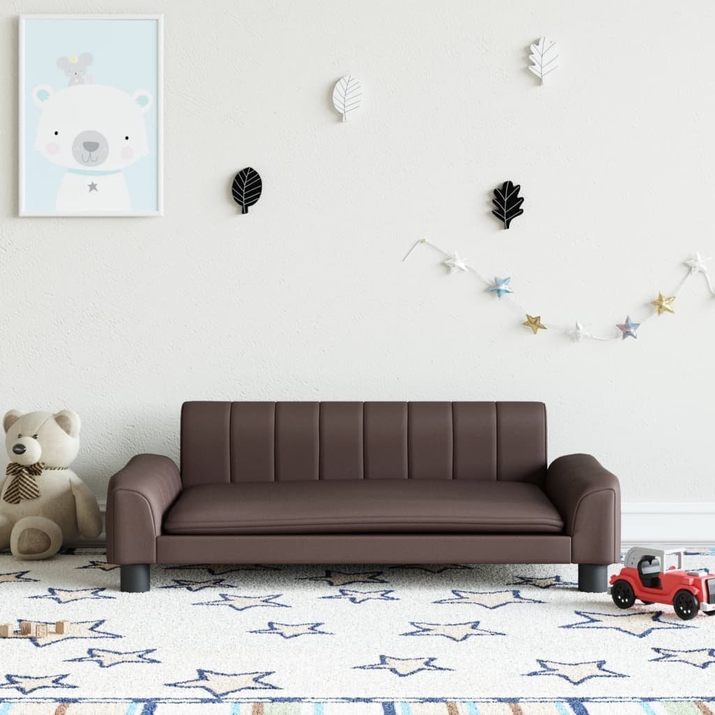 vidaXL Sofa dla dzieci, brązowa, 90x53x30 cm, sztuczna skóra