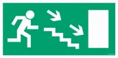 Tablice BHP - TD Systems AC017 - Wyjście ewakuacyjne w prawo schodami w dół 1000x500 - miniaturka - grafika 1