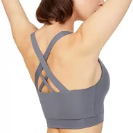 Biustonosze - LOS OJOS Biustonosz sportowy - Crisscross plecy średnie wsparcie biustonosz sportowy ze zdejmowanymi miseczkami, czarny (Kohle), XL - miniaturka - grafika 1