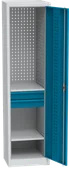 Szafy i regały magazynowe - Szafa warsztatowa na narzędzia wąska KOVOS, 2 półki, 2 szuflady, spawana, 505 x 500 x 1950 mm - miniaturka - grafika 1